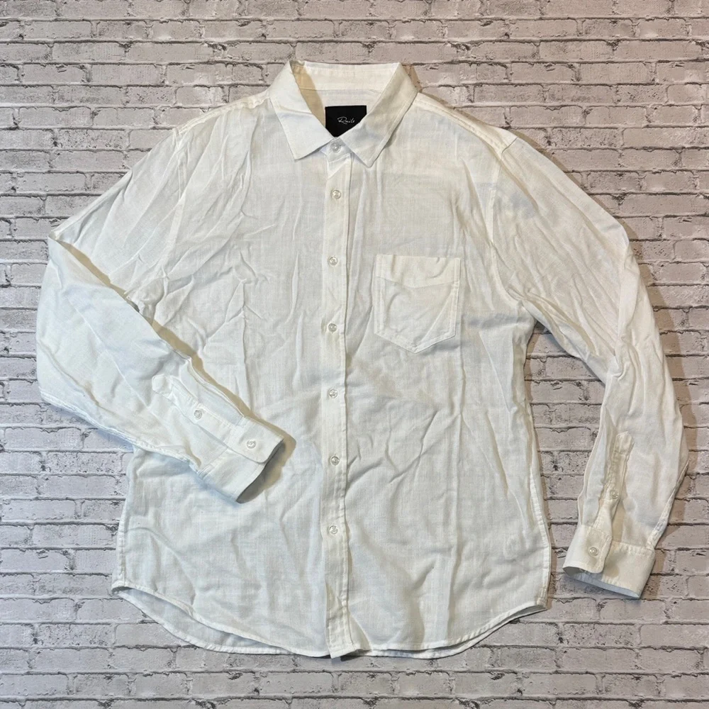 Rails mens M Medium white solid lightweight Wyatt button up casual shirt EUC - Picture 3 of 6